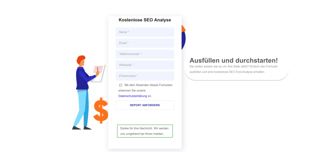 Danke-Meldung Formular tracken